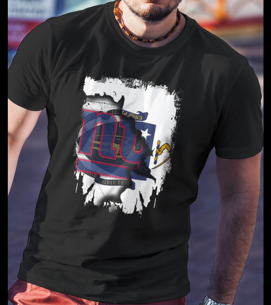 Together Massachusetts Meets Giants New York Team Flag Fusion T-Shirt