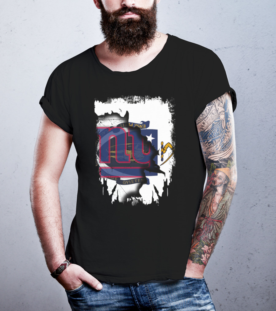 Together Massachusetts Meets Giants New York Team Flag Fusion T-Shirt