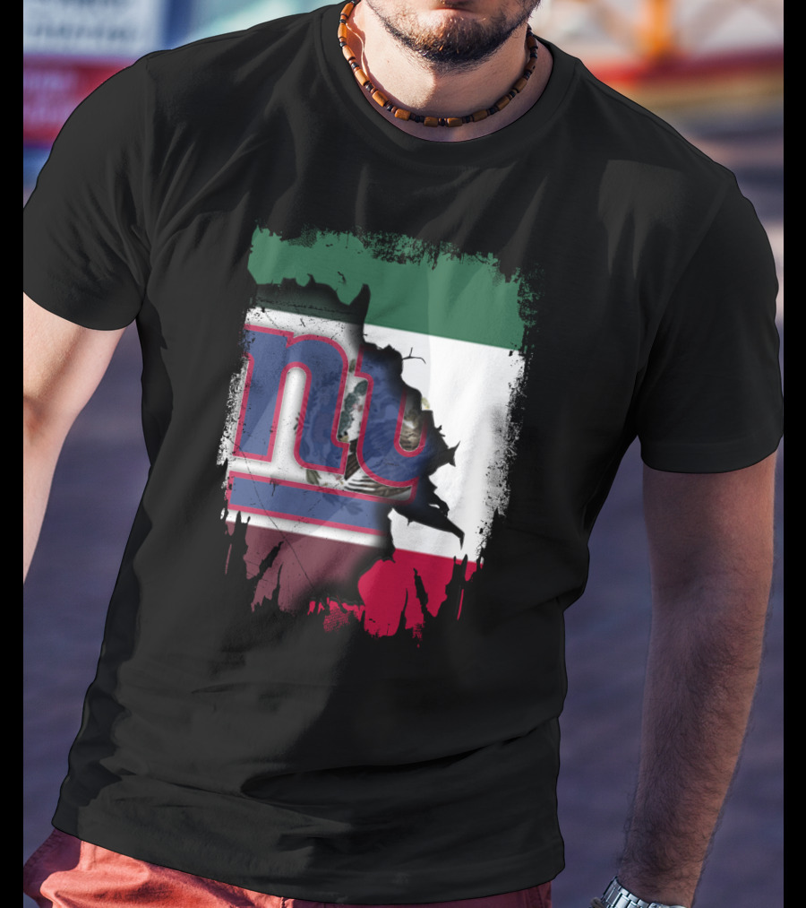 Mexico Flag And NY Giants Logo Fusion Together T-Shirt