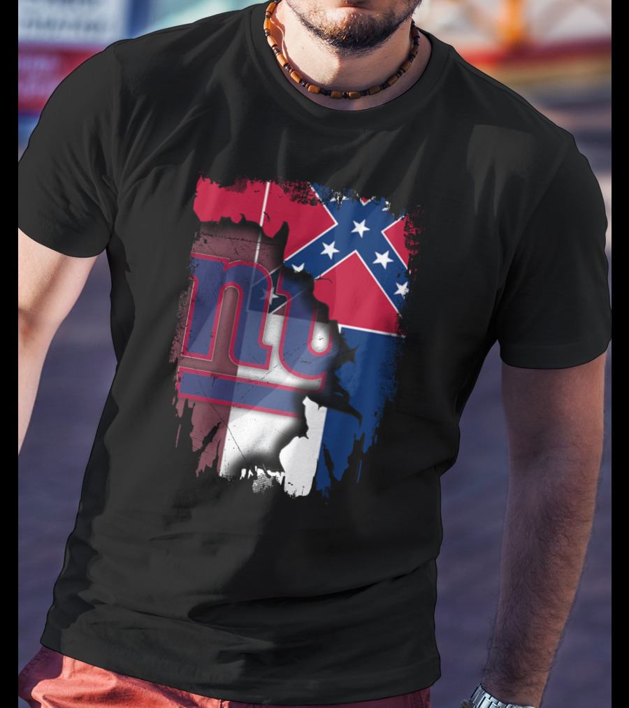 Mississippi Flag With New York Giants Logo Fusion T-Shirt
