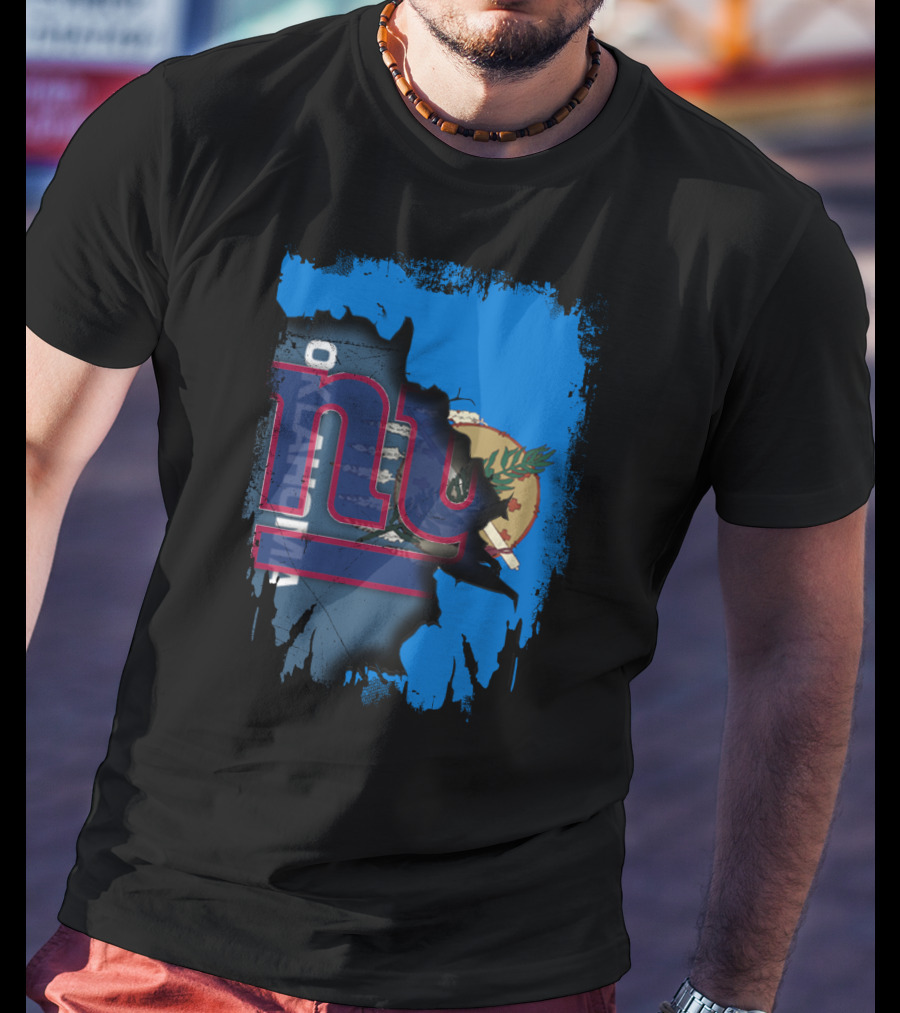 Oklahoma Together With Giants NY Football Flag Fusion T-Shirt
