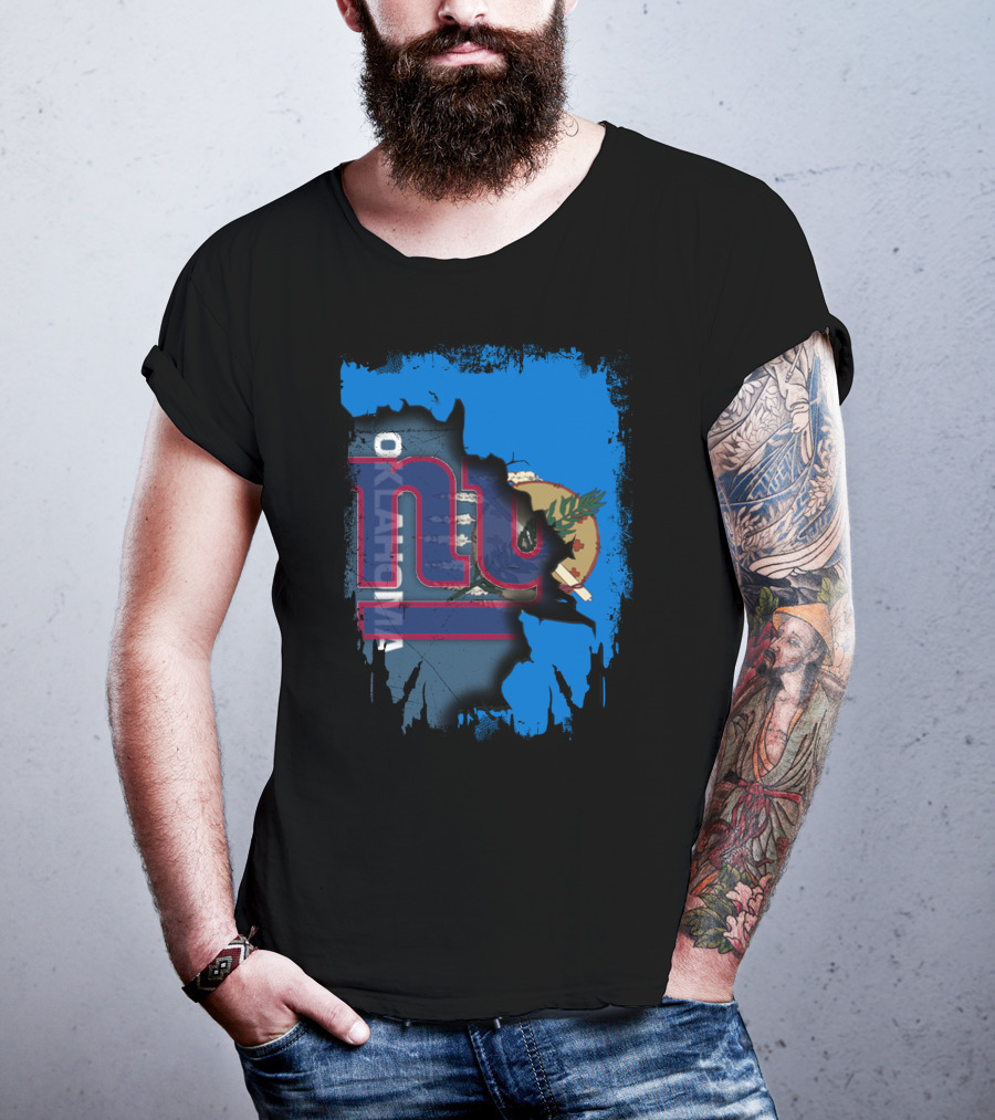 Oklahoma Together With Giants NY Football Flag Fusion T-Shirt