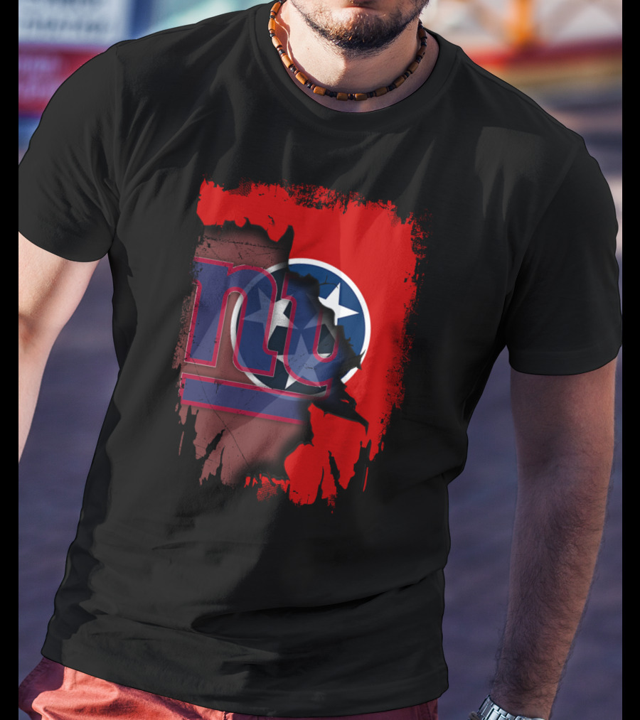 Tennessee Map With New York Giants Logo And State Flag Elements T-Shirt