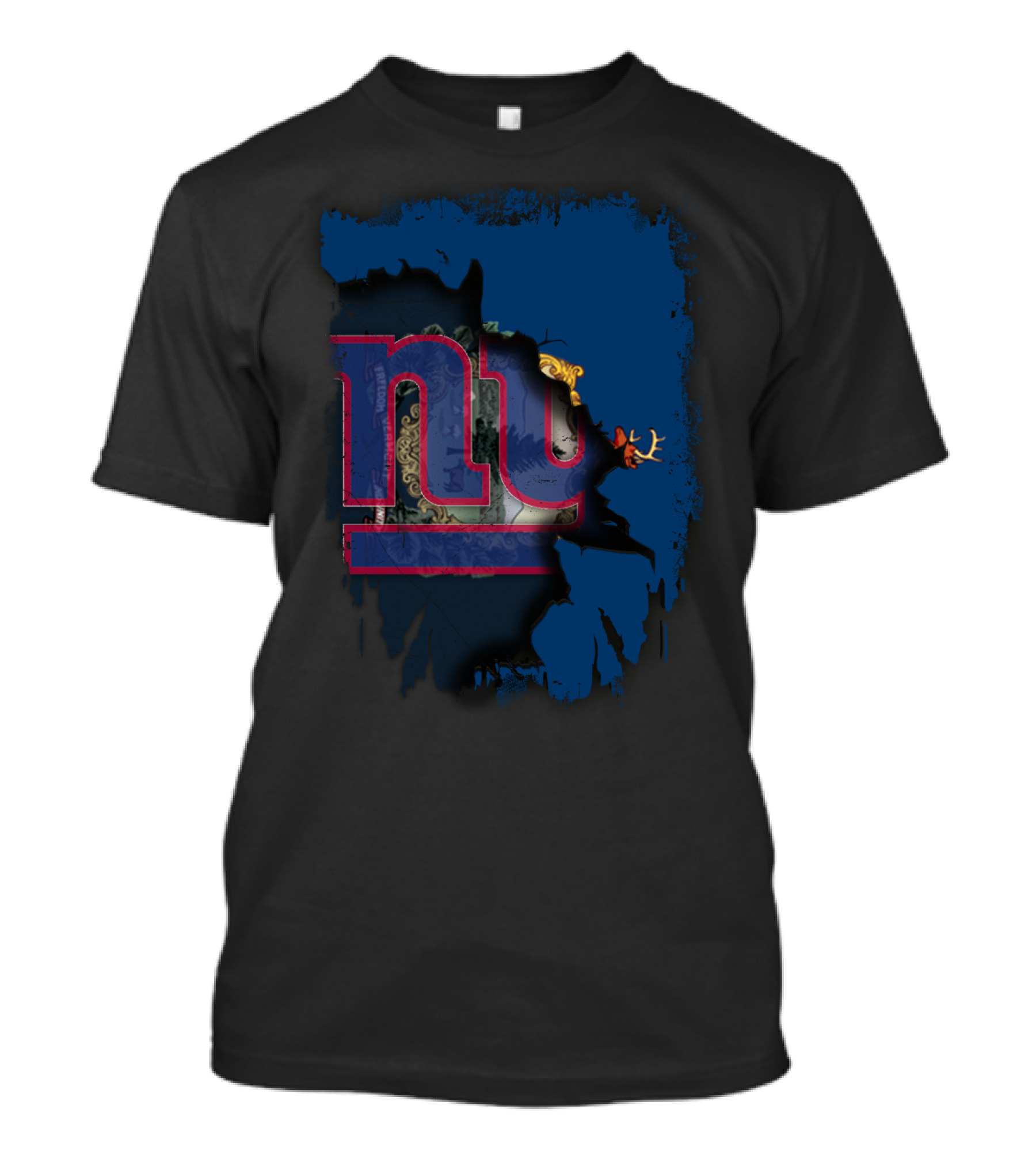 New York Giants Emblem With Vermont State Motif T-Shirt