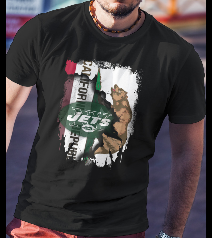 California Republic Bear With Jets Football T-Shirt