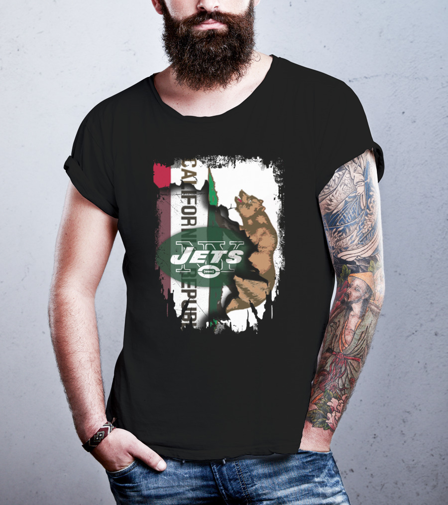 California Republic Bear With Jets Football T-Shirt
