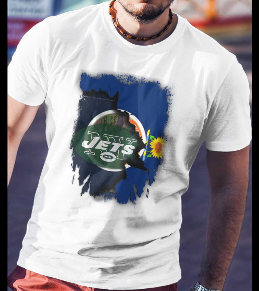 Kansas Pride With New York Jets Logo And Sunflower T-Shirt