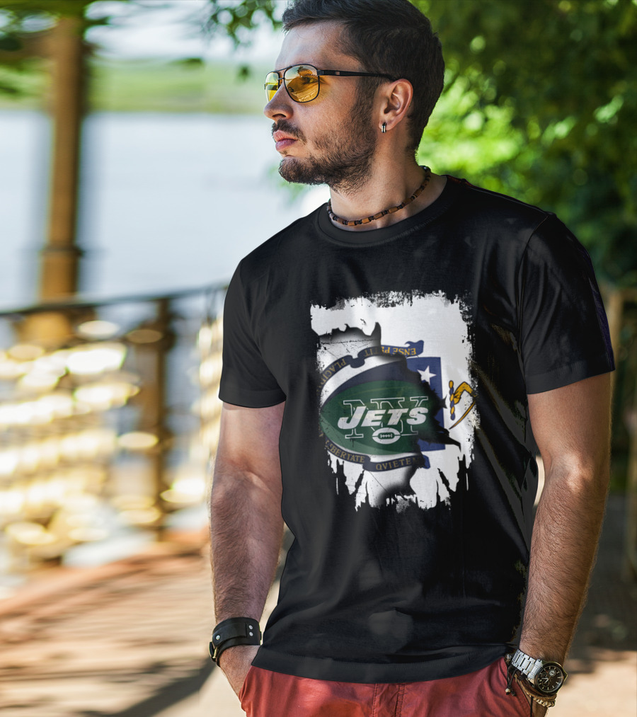 Massachusetts Emblem Combined With Jets T-Shirt