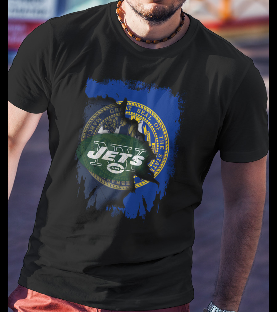 Nebraska State Seal With Jets Logo Fusion T-Shirt