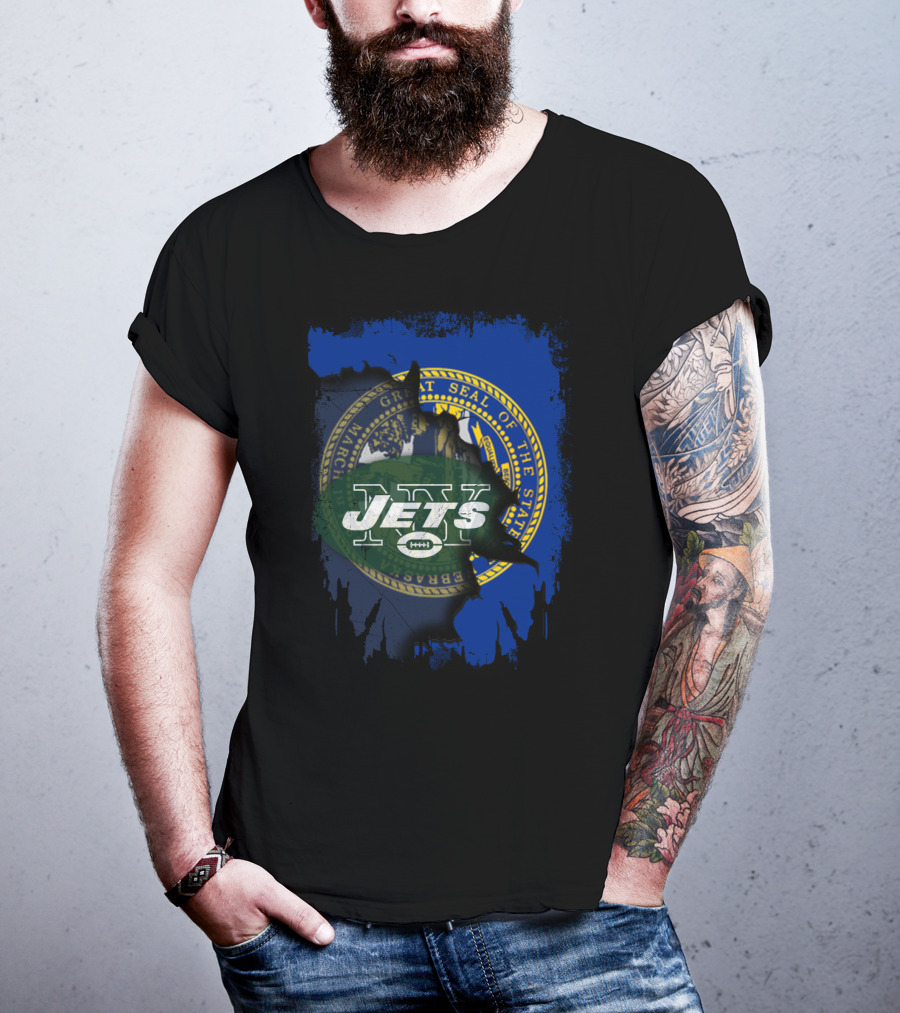 Nebraska State Seal With Jets Logo Fusion T-Shirt