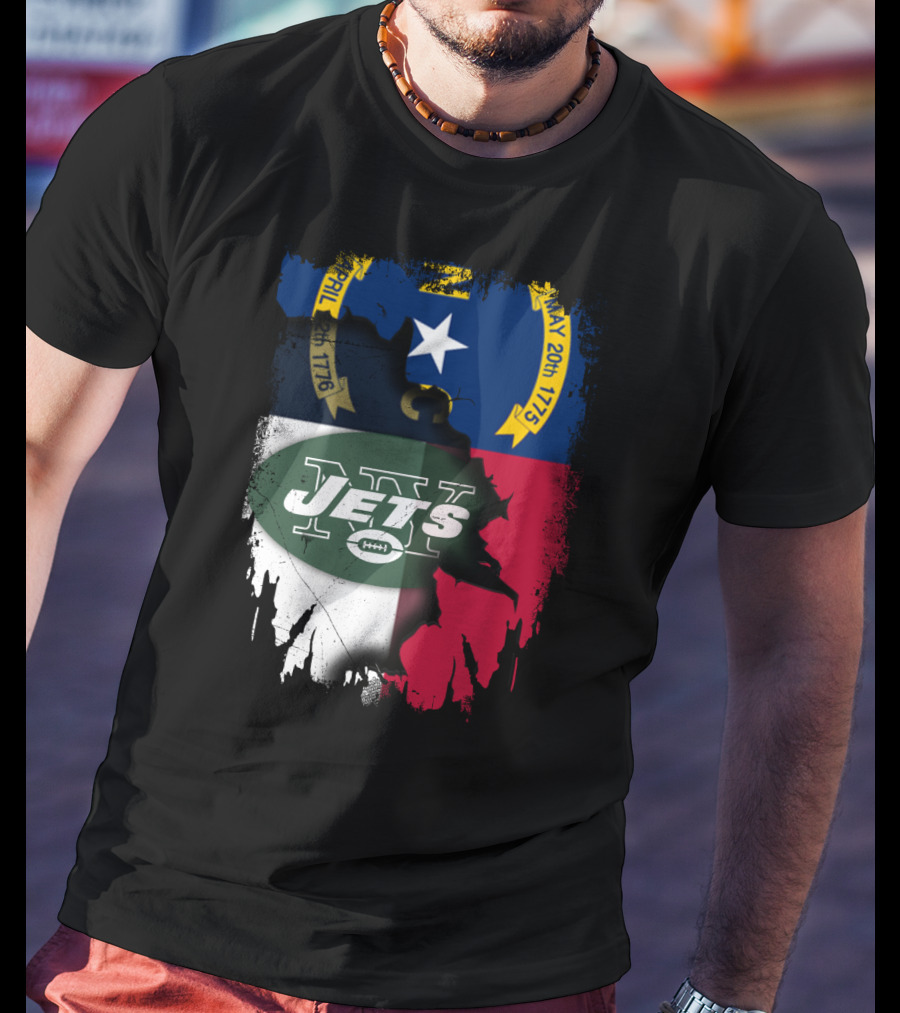 North Carolina Flag Jets Logo Fusion T-Shirt