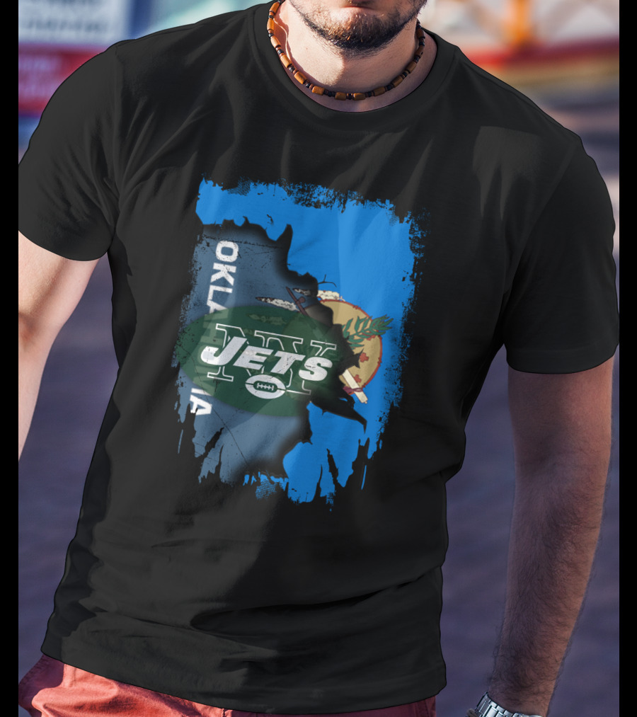 Oklahoma Jets New York Flag Crossover Elements T-Shirt