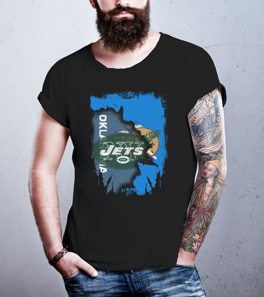 Oklahoma Jets New York Flag Crossover Elements T-Shirt