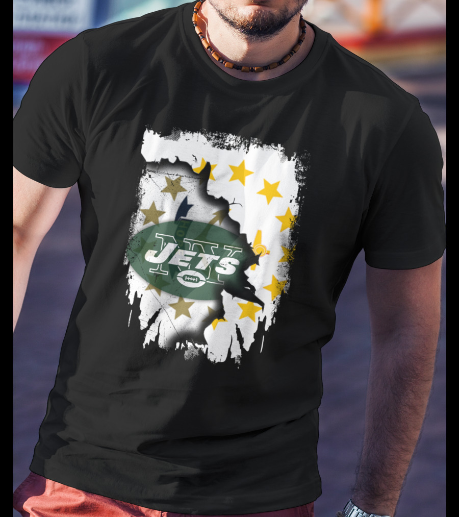 Rhode Island Map With Stars And Jets T-Shirt