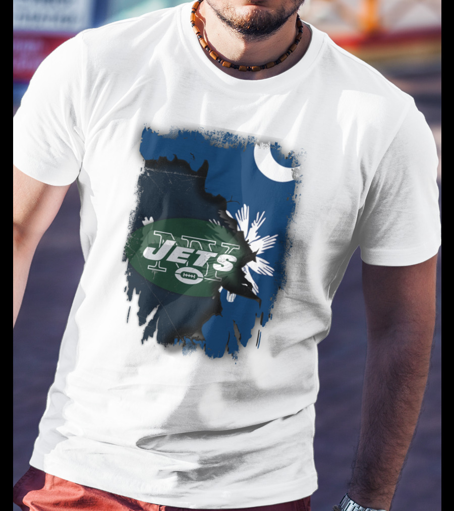 Jets With South Carolina State Flag And Crescent Moon Background T-Shirt