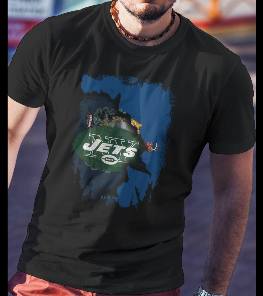 Jets Vermont Collaboration Mashup Map Iconic Symbols And Logos T-Shirt