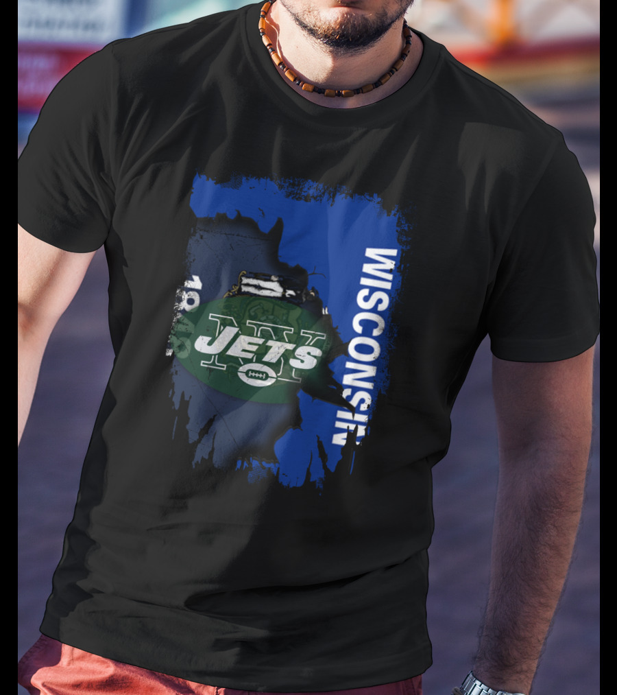 Wisconsin 1848 New York Jets Football Collaboration T-Shirt