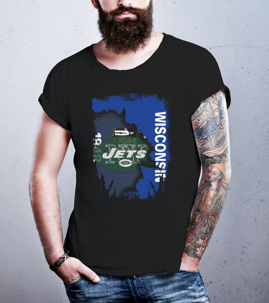 Wisconsin 1848 New York Jets Football Collaboration T-Shirt