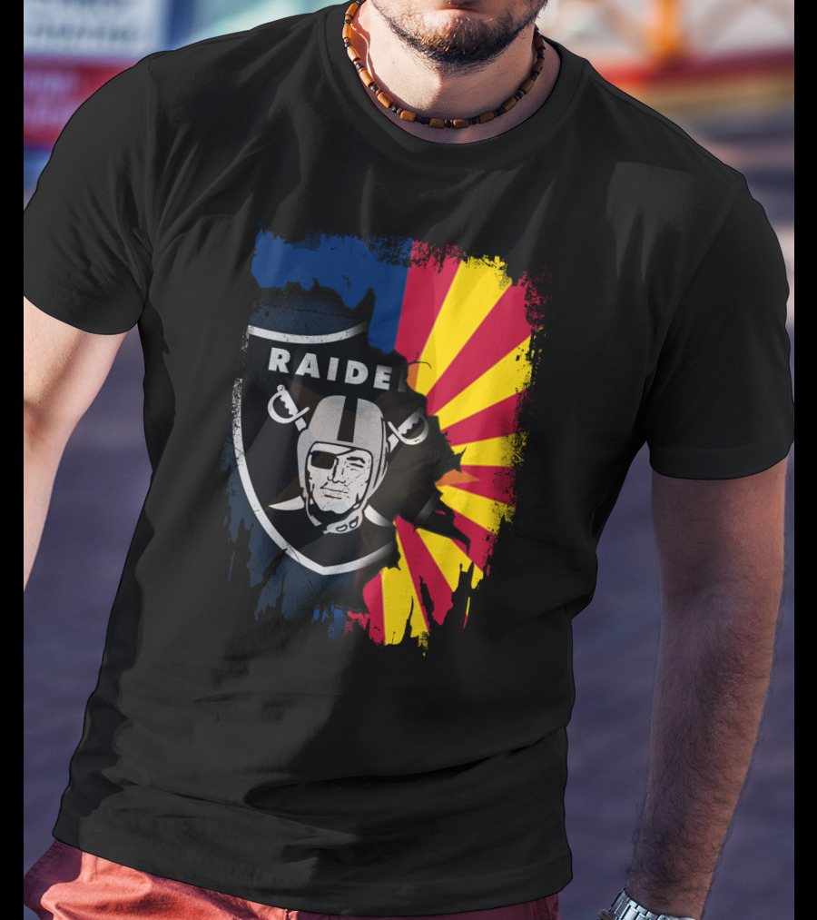 Arizona Flag With Raiders Logo Fusion T-Shirt
