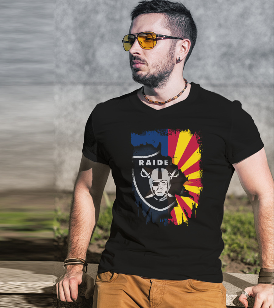 Arizona Flag With Raiders Logo Fusion T-Shirt