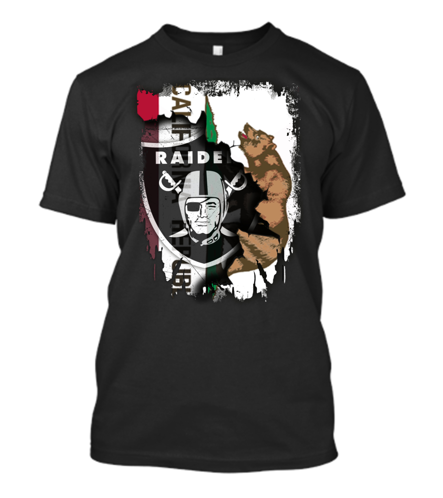 Together California Raiders With Bear And Flag T-Shirt