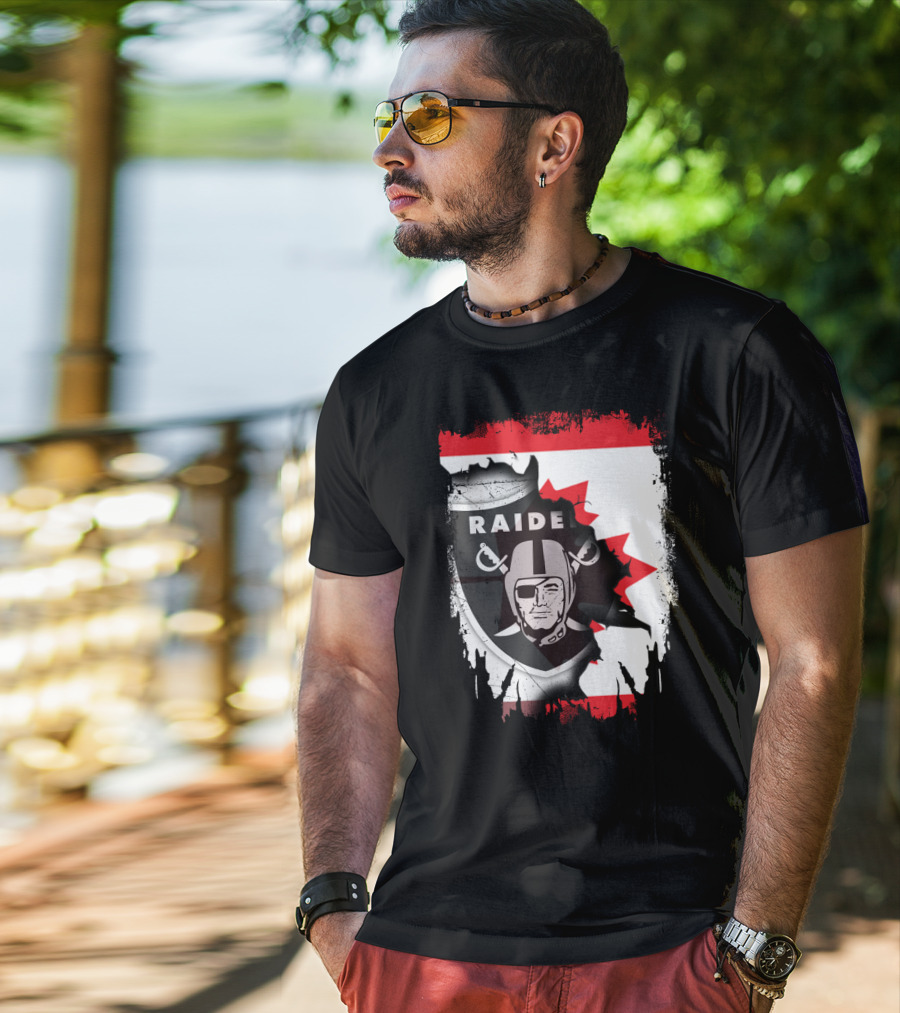 Together Canada With Raiders Iconic Emblem Maple Leaf Integration T-Shirt