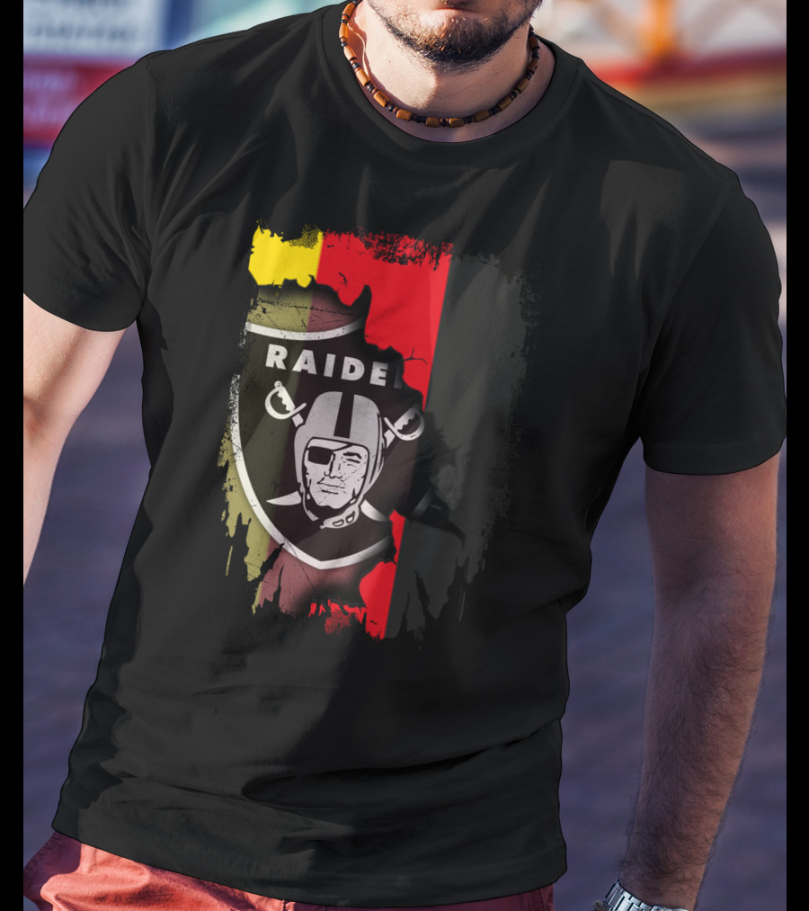Raiders Logo Blended With Germany Flag Colors T-Shirt