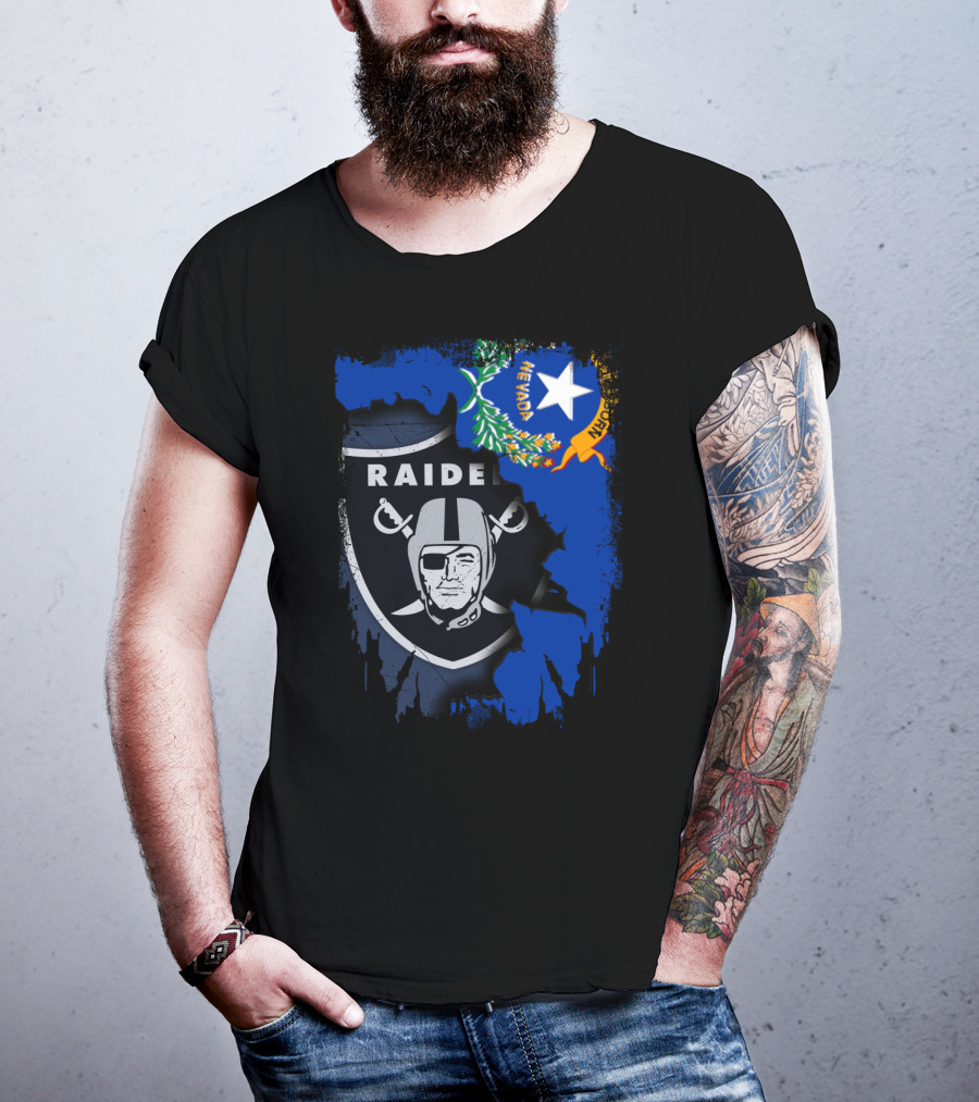 Nevada Raiders United With State Flag Emblem T-Shirt