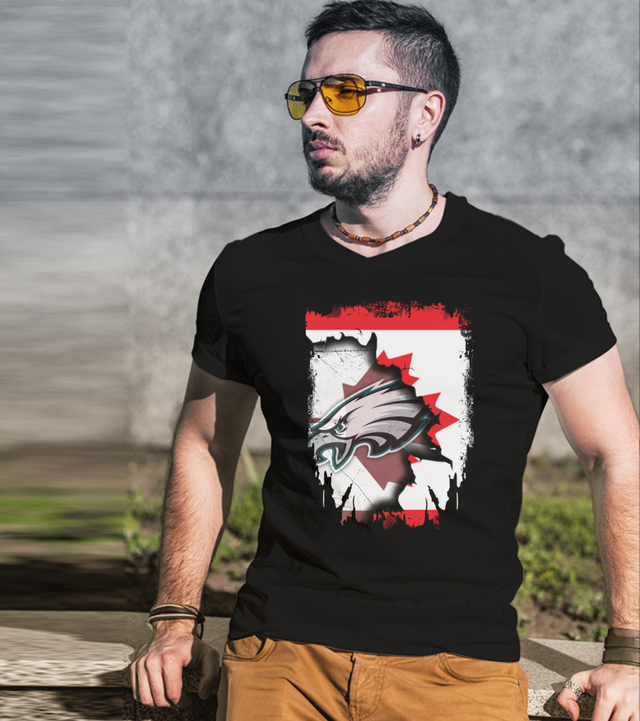 Together Canada Philadelphia Eagles Maple Leaf Rip T-Shirt