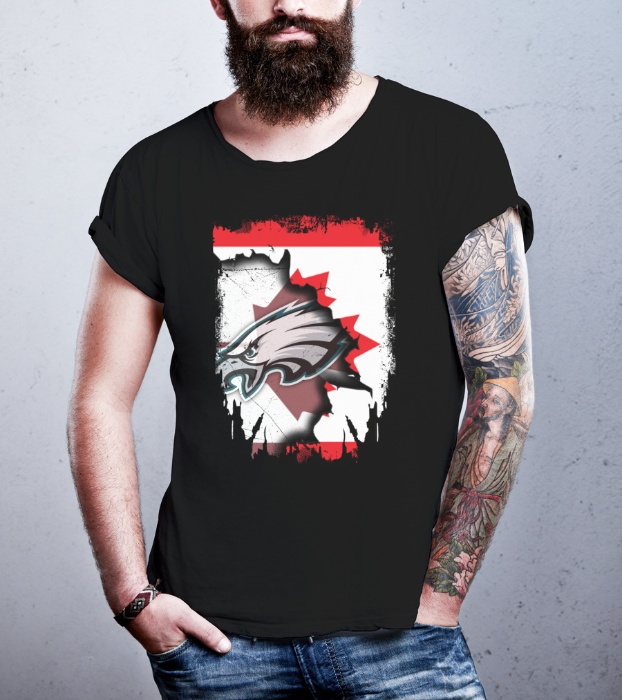 Together Canada Philadelphia Eagles Maple Leaf Rip T-Shirt