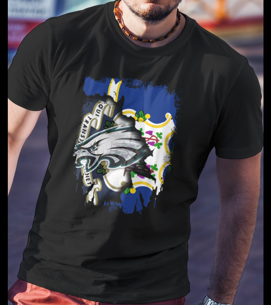 Connecticut With Eagles Qui Transtulit Sustinet Flag T-Shirt