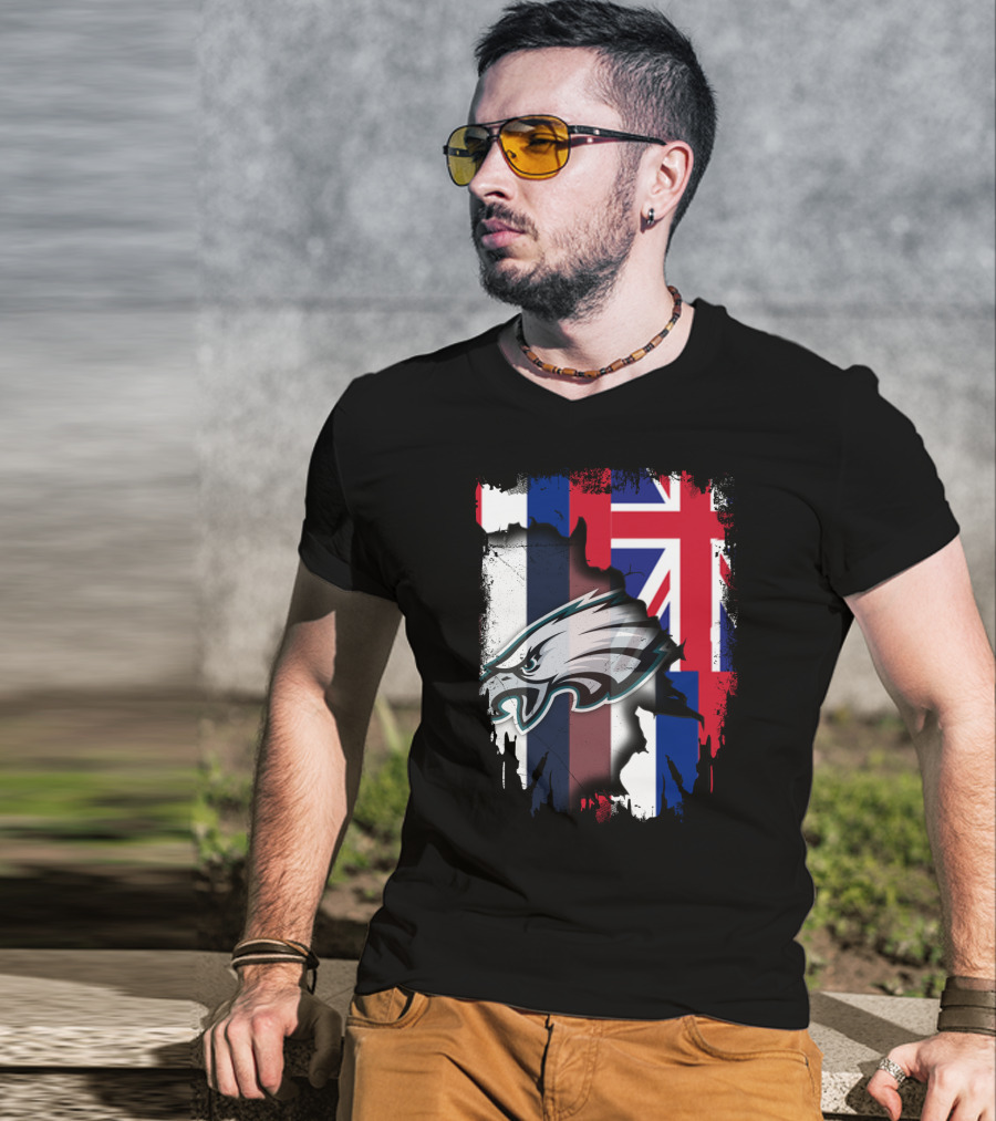 Philadelphia Eagles Hawaii Flag Unity T-Shirt