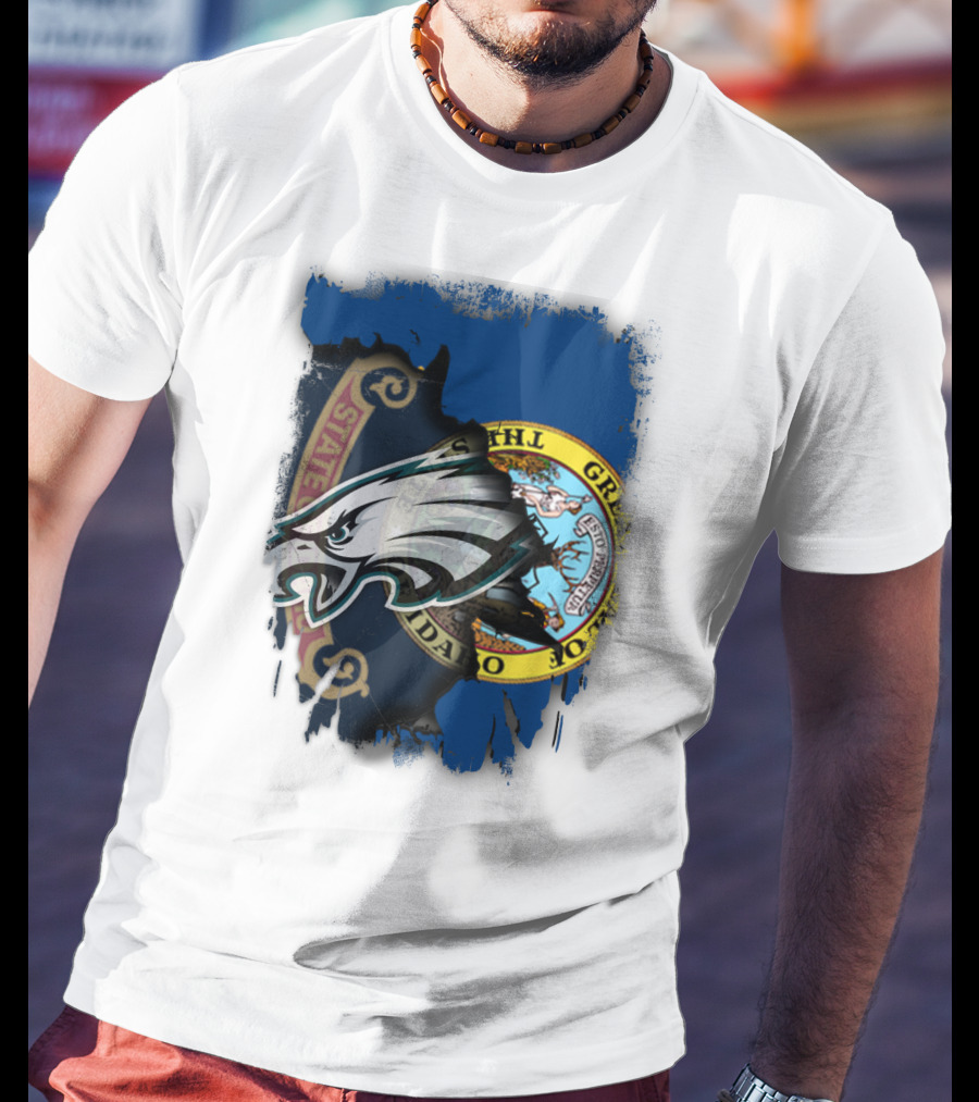 Idaho State Pride With Eagles NFL Team Logo Integration T-Shirt