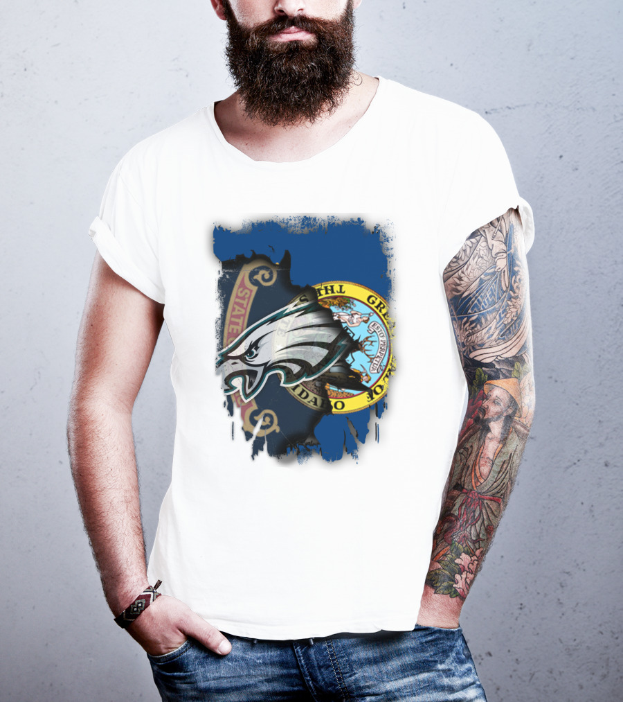 Idaho State Pride With Eagles NFL Team Logo Integration T-Shirt