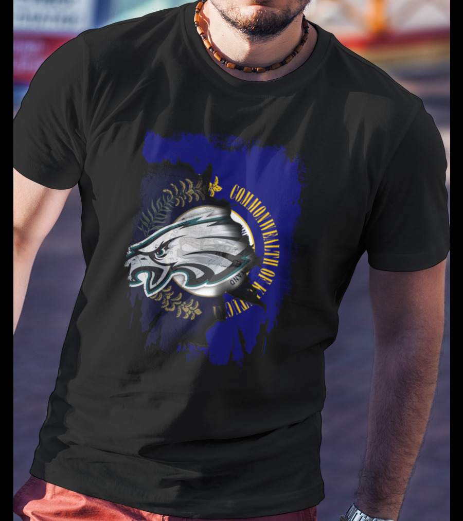 Commonwealth Of Kentucky With Eagles Logo Fusion T-Shirt