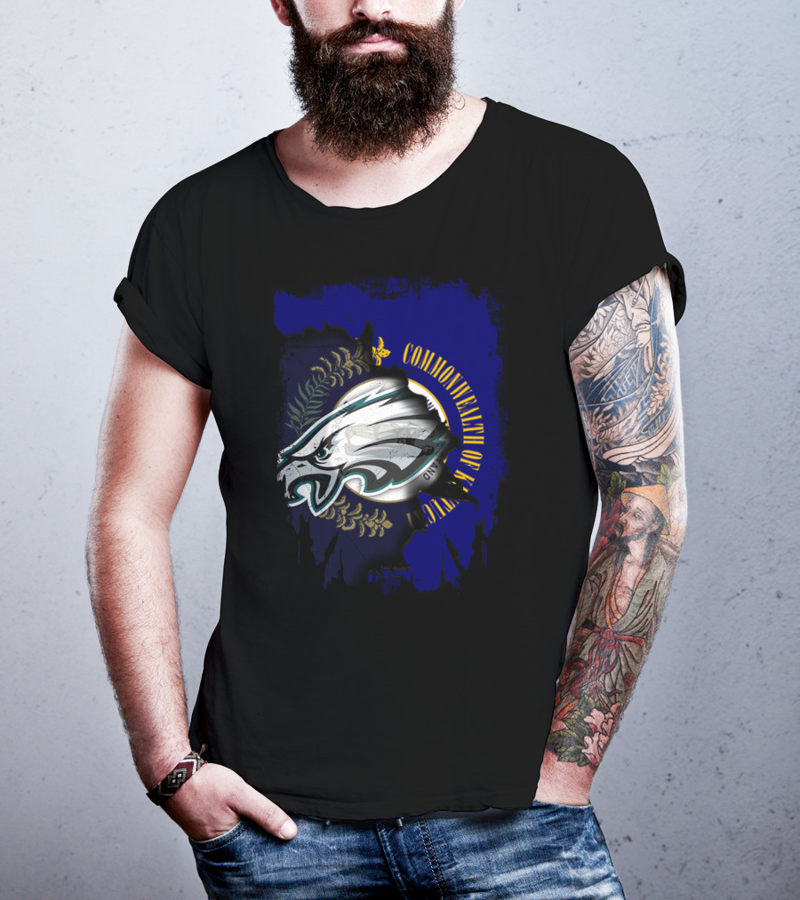 Commonwealth Of Kentucky With Eagles Logo Fusion T-Shirt