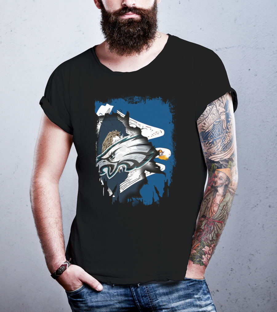 Philadelphia Eagles Together Louisiana Flag Fusion T-Shirt