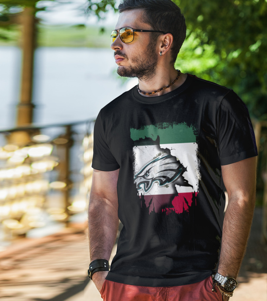 Mexico Flag With Philadelphia Eagles T-Shirt