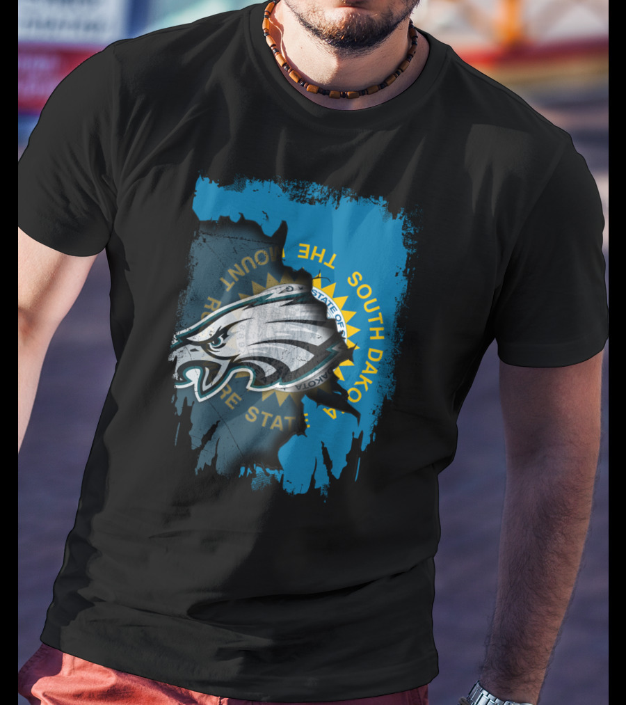 Philadelphia Eagles South Dakota Map State T-Shirt