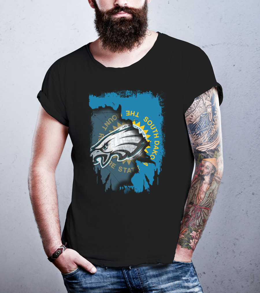 Philadelphia Eagles South Dakota Map State T-Shirt