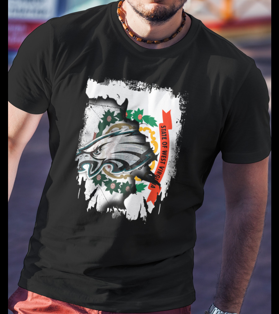 State Of West Virginia With Eagles Emblem T-Shirt