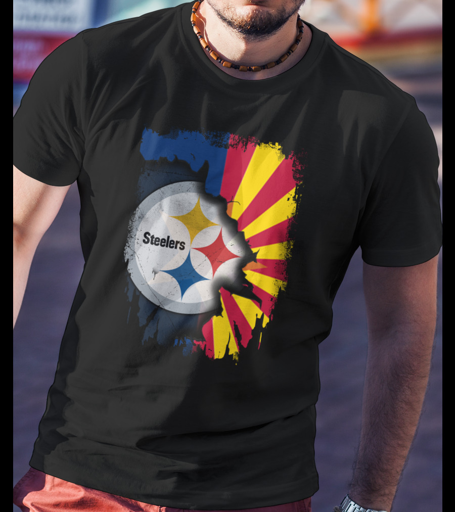 Steelers Logo With Arizona Flag Background T-Shirt