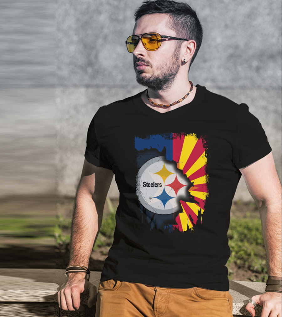Steelers Logo With Arizona Flag Background T-Shirt