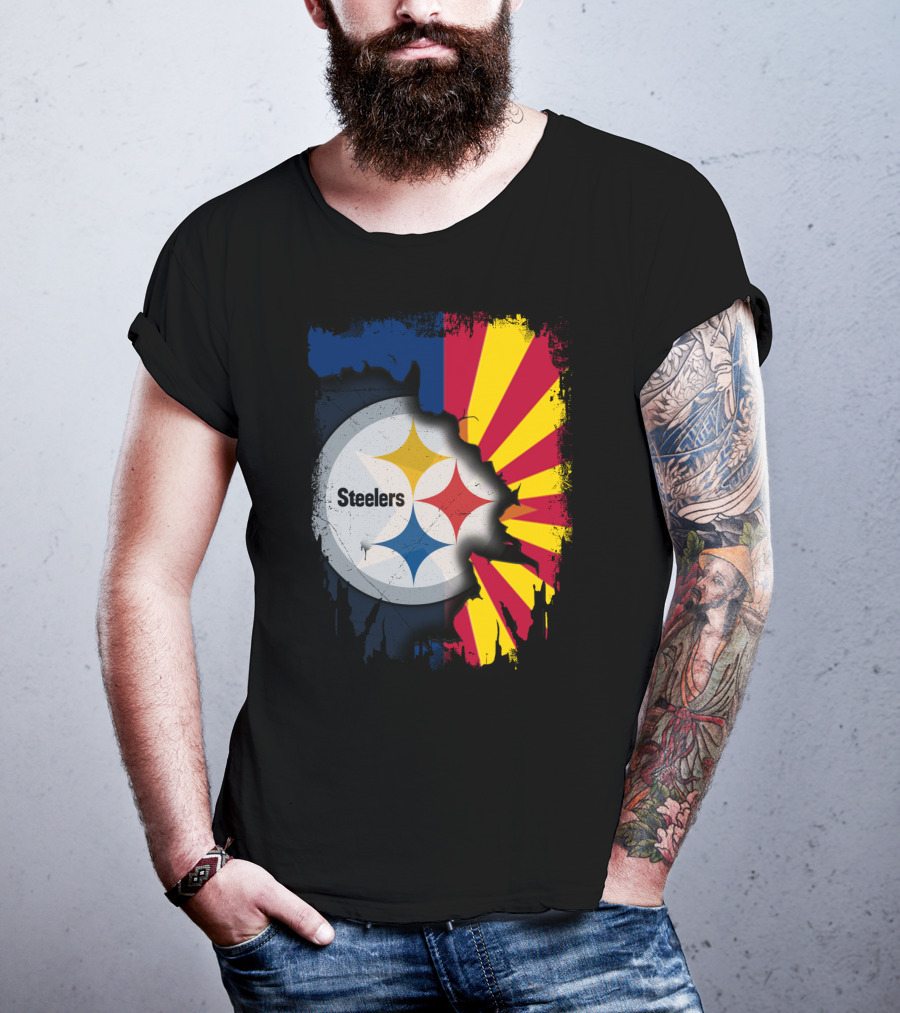 Steelers Logo With Arizona Flag Background T-Shirt