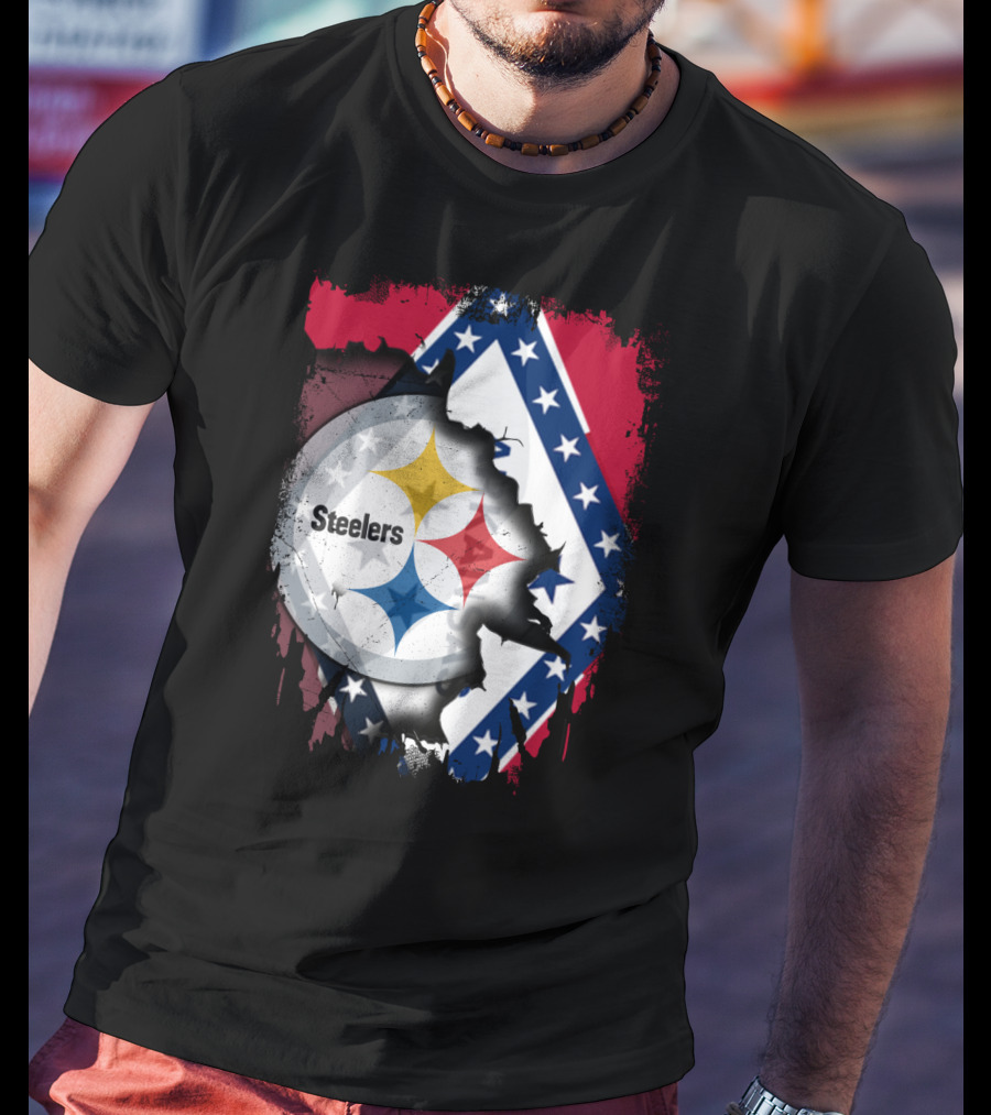 Steelers Meets Arkansas Flag Fusion T-Shirt