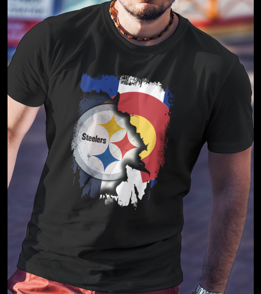 Steelers And Colorado Flag Fusion T-Shirt