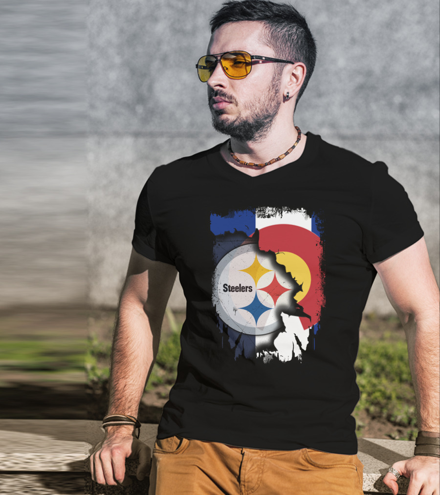 Steelers And Colorado Flag Fusion T-Shirt