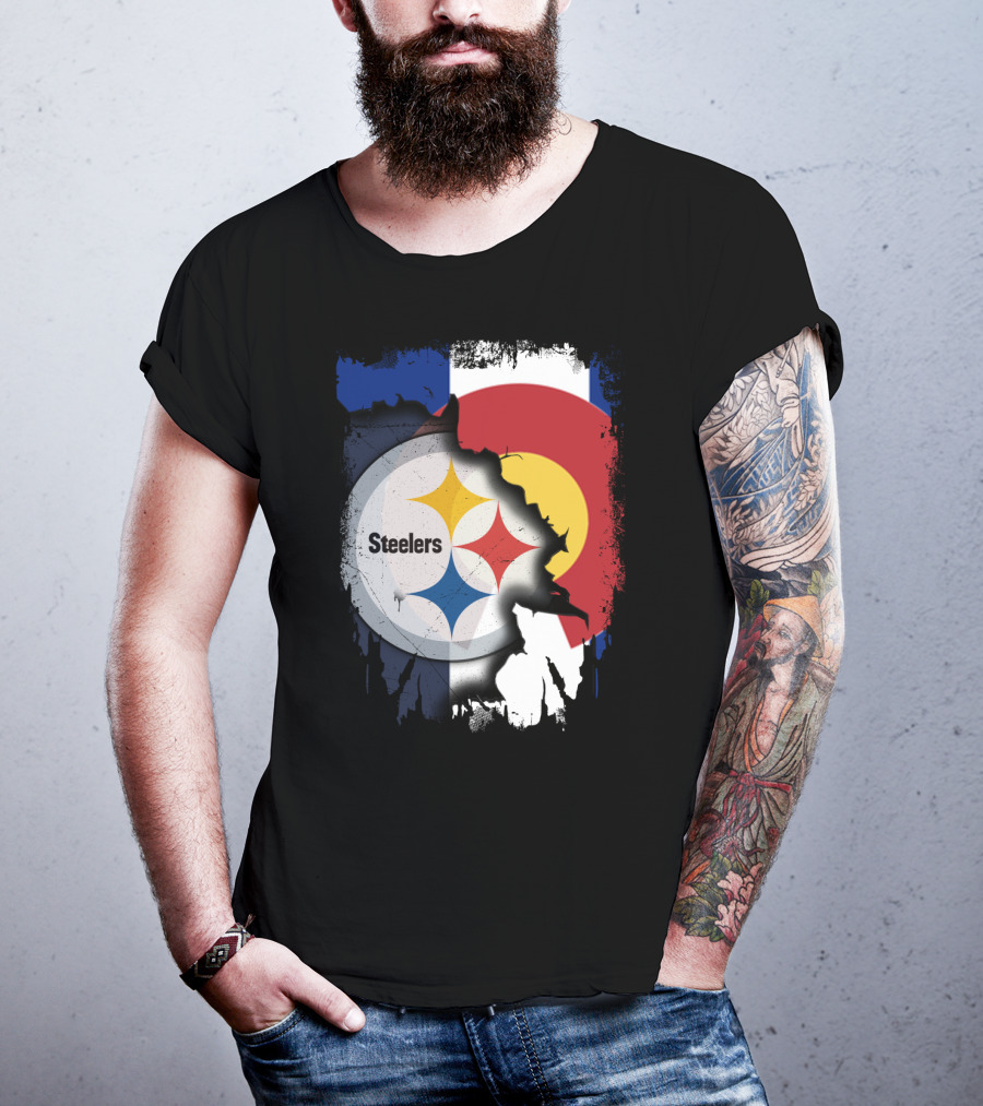Steelers And Colorado Flag Fusion T-Shirt