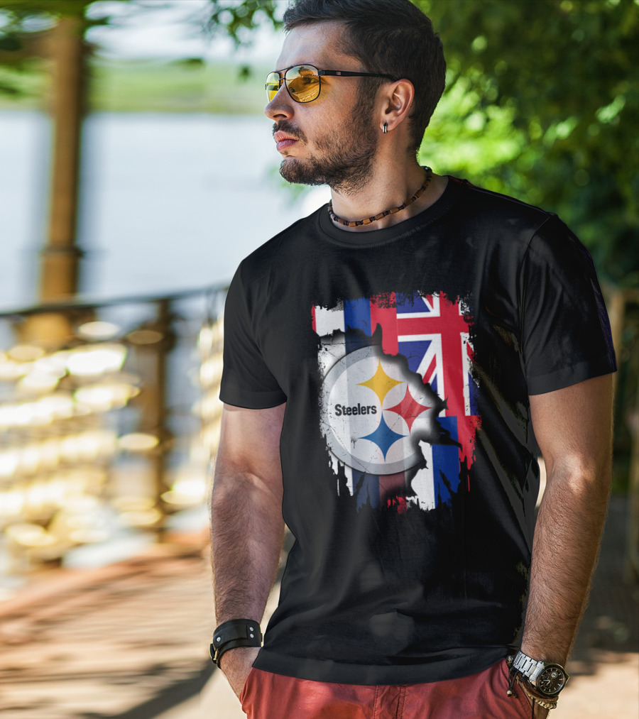 Hawaii Flag Backdrop With Steelers T-Shirt