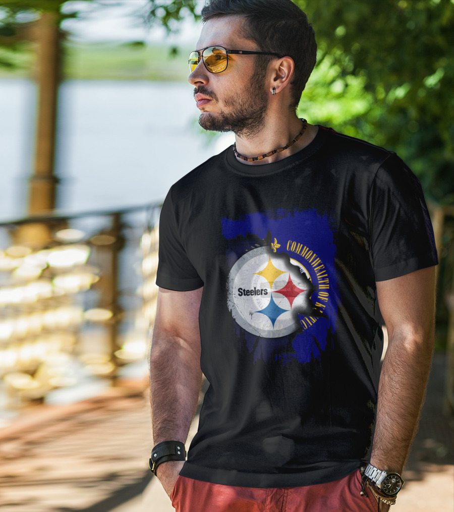 Commonwealth Of Kentucky With Steelers Football T-Shirt